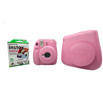 Cámara Instax Mini 9 Fujifilm Rosa Flamingo con estuche para fotografía instantánea en AUROS Colombia