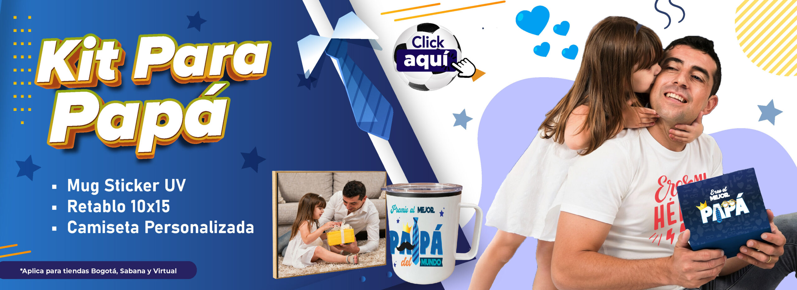 Kit de regalos personalizados para el Día del Padre con mug, camiseta y retablo personalizado para papá en Colombia.
