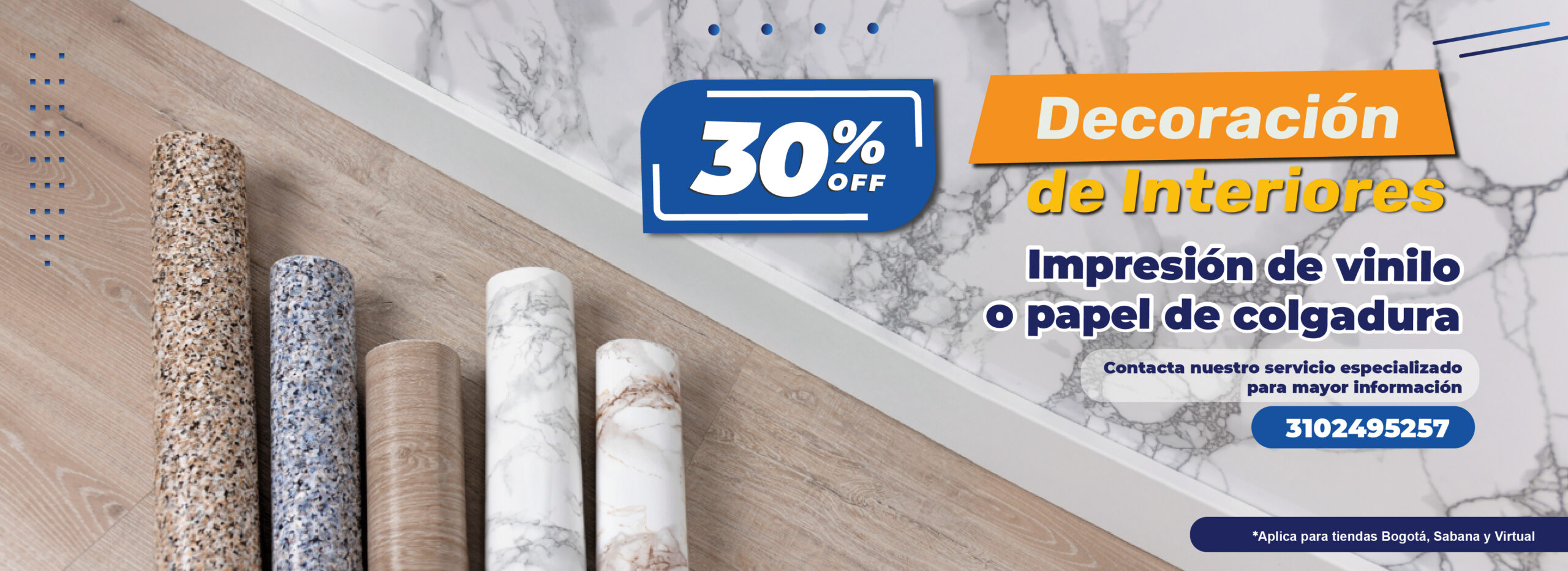 Promoción del 30 % en impresión de vinilo y papel de colgadura para decoración de interiores